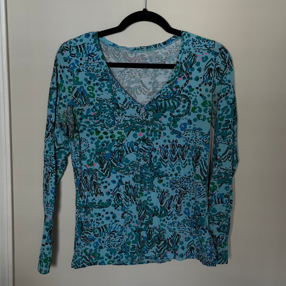 Lilly Pulitzer Teal Long Sleeve Shirt Size Medium